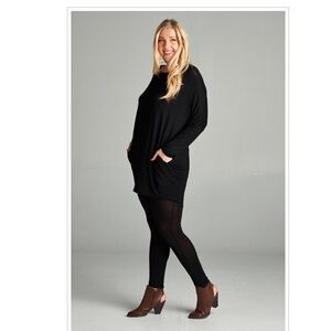 Black Plus Size Plus Size Long Sleeve Top Blouse